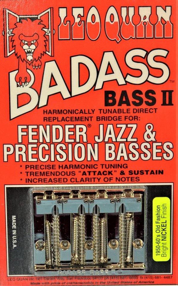 Leo Quan Badass II 4-string Bass Bridge Ungrooved Nickel Brücke BB-0335-001 Precision Jazz Bass