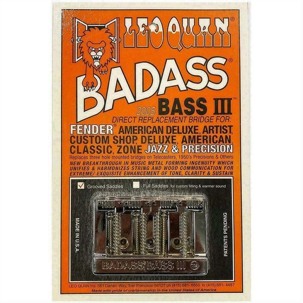 Leo Quan Badass III 4-string Bass Bridge Grooved Chrome Brücke BB-0336-010 Precision Jazz Bass