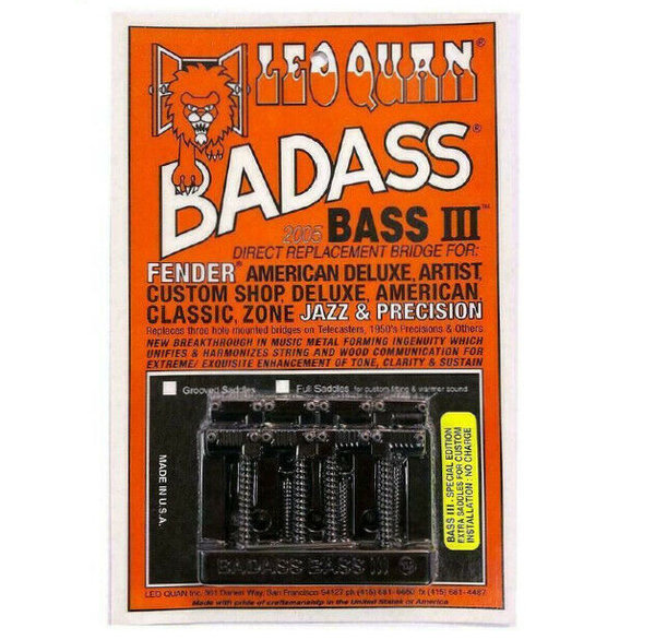 Leo Quan Badass III 4-string Bass Bridge Black Brücke BB-0336-003 Bass