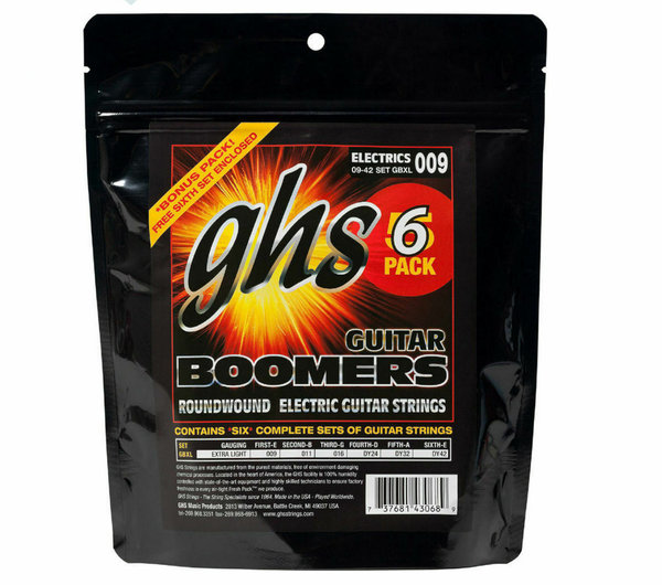 6 Sets GHS 9-42 Boomers Electric Guitar Extra Light GBXL •SPARPACK•